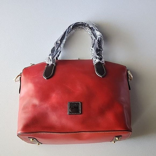 New Dooney & Bourke Florentine Leather Celeste Satchel in Red