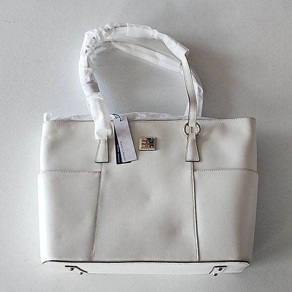 Dooney & Bourke Small Gretchen Leather Tote Bag in Off White